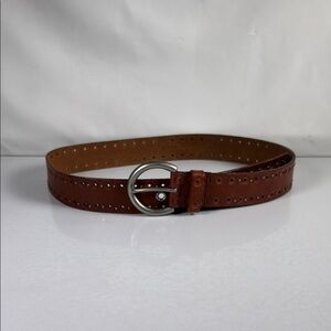 Fossil Brown Leather Belt size Medium Studded Embossed Floral